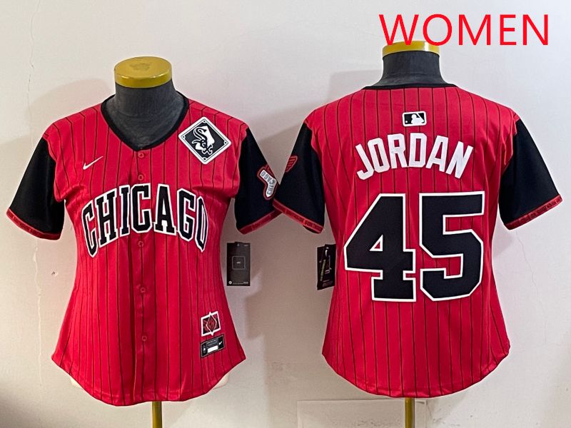 Women 2025 Chicago White Sox #45 Jordan Red Joint Name Nike MLB Jersey style 14